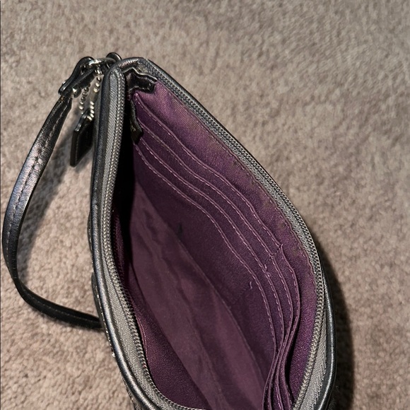 Coach Gray Clutch with Pleated Detail and Shoulder Strap - Picture 3 of 4